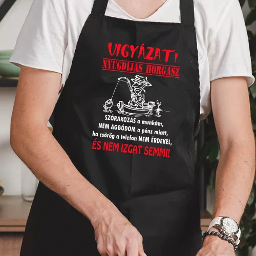 Kötény_nyugdíjas_horgásznak_Ajándék_nyugdíjba_vonulásra