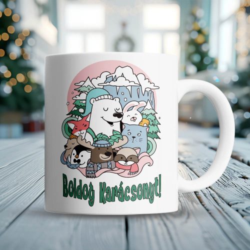 Cuki_állatos_bögre_Boldog_Karácsonyt_