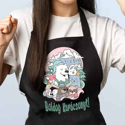 Cuki_állatos_kötény_Boldog_Karácsonyt_