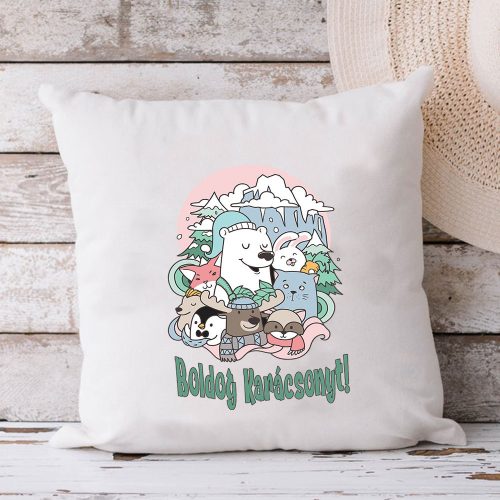 Cuki_állatos_párna_Boldog_Karácsonyt_