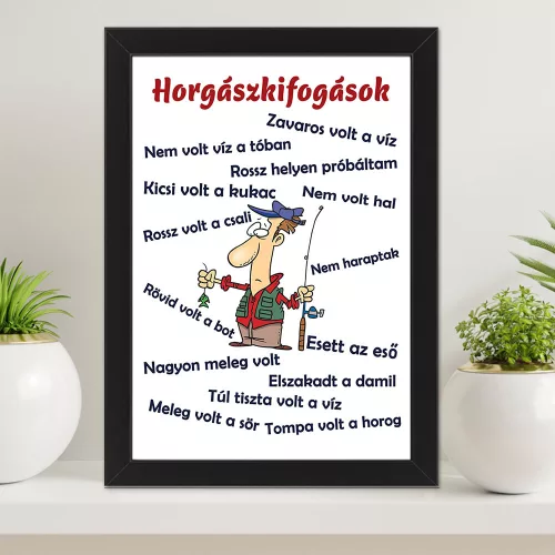 Horgászkifogások_falikép_Vicces_dekoráció_horgászoknak