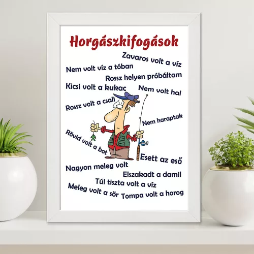 Horgászkifogások_falikép_Vicces_dekoráció_horgászoknak