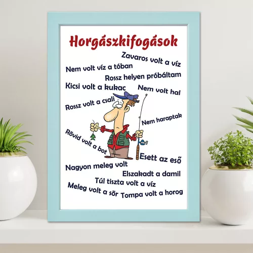 Horgászkifogások_falikép_Vicces_dekoráció_horgászoknak