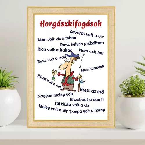 Horgászkifogások_falikép_Vicces_dekoráció_horgászoknak