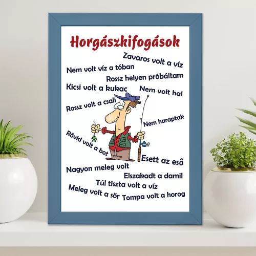 Horgászkifogások_falikép_Vicces_dekoráció_horgászoknak