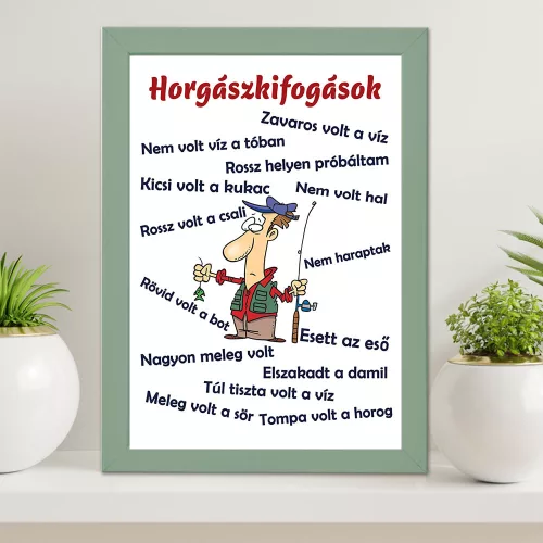 Horgászkifogások_falikép_Vicces_dekoráció_horgászoknak