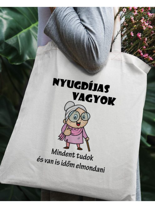 Vászontáska nyugdíjasoknak_Vicces ajándék néniknek