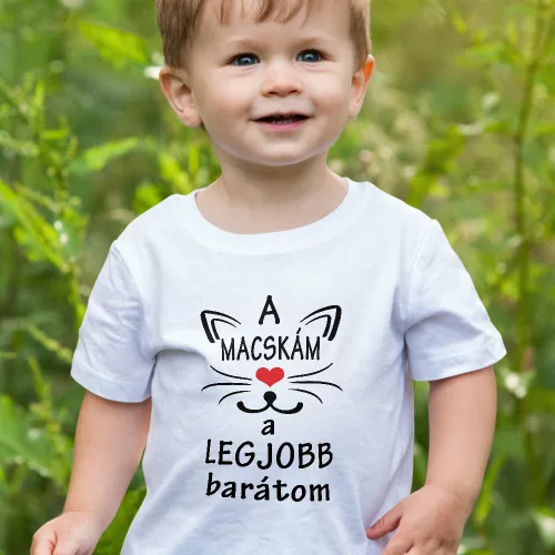 Macskás_ajándék_Legjobb_barátom_gyerek_póló_