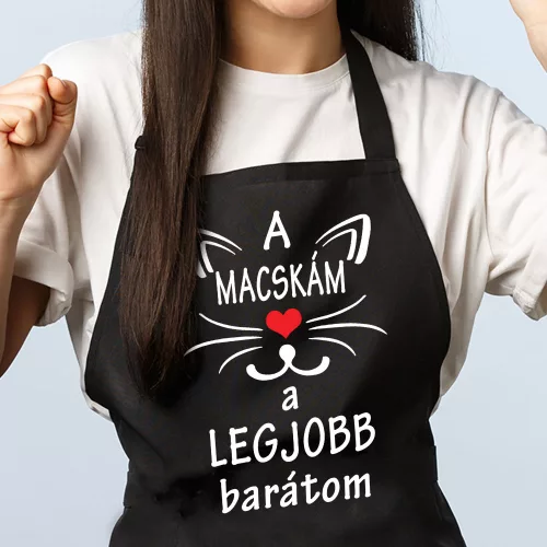 Macskás_ajándék_Legjobb_barátom_kötény_