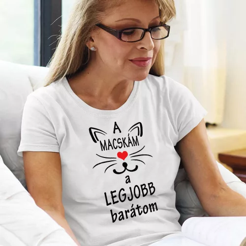 Macskás_ajándék_Legjobb_barátom_női_póló_