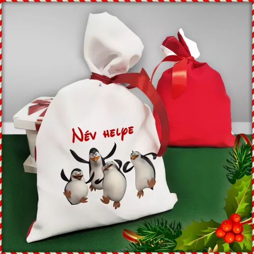 Pingvines_mikulás_zsák_Textil_zsák_mikulásra_