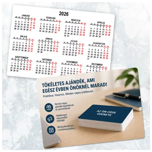Kártya naptár csomag - Egyedi hátlappal