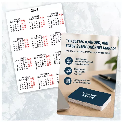 Kártya naptár csomag - Egyedi hátlappal