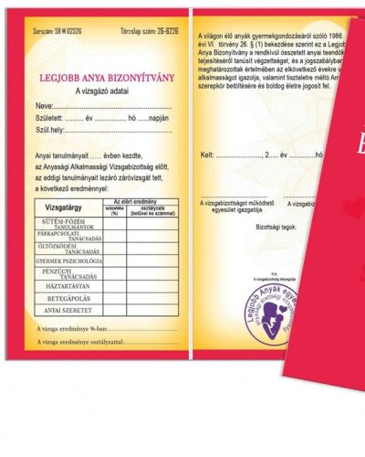 Vicces_bizonyítvány_Ajándék_anyának_