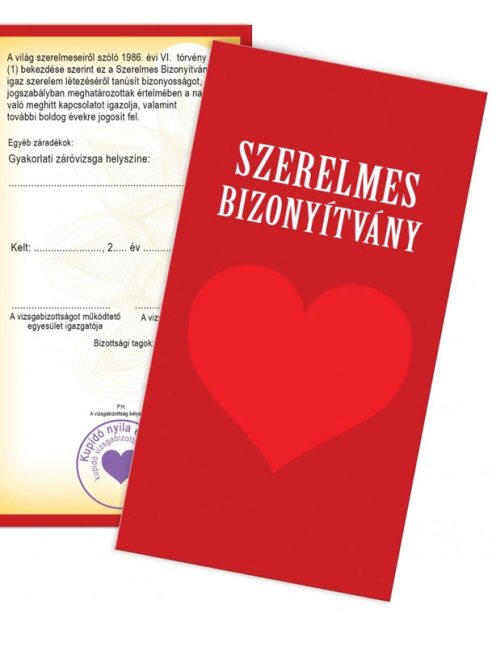 Vicces bizonyítvány szerelmeseknek_Valentinnapi ajándék