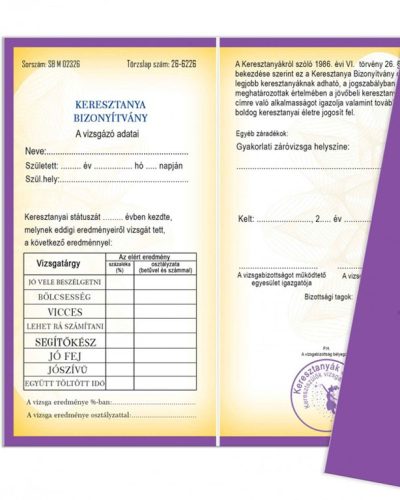 Vicces_bizonyítvány_Ajándék_keresztanyának_