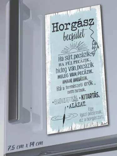 Ajándék_horgászoknakHűtőmágnes_Horgász_becsület