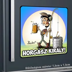 Horgász_Király_hűtőmágnes_Vicces_ajándék_horgászoknak