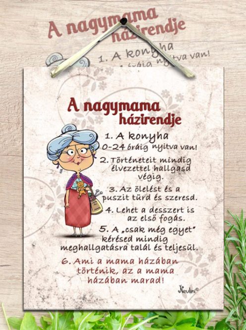 Ajándék nagyszülőknek_Falikép - A nagymama házirendje