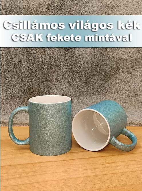 Kék csillámos bögre_Egyedi ajándék