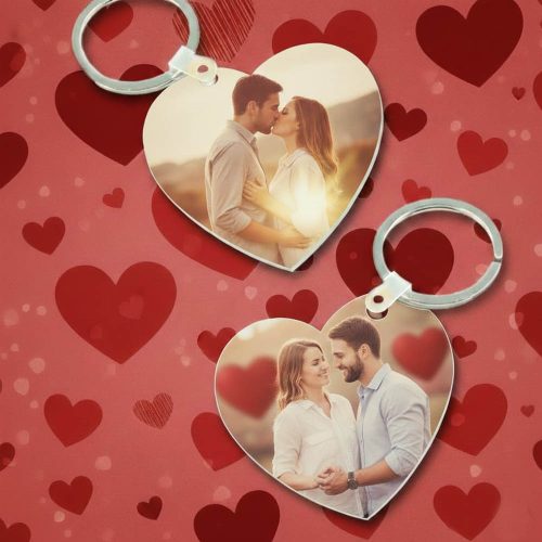 Szív alakú kulcstartó - Saját fotóval, felirattal