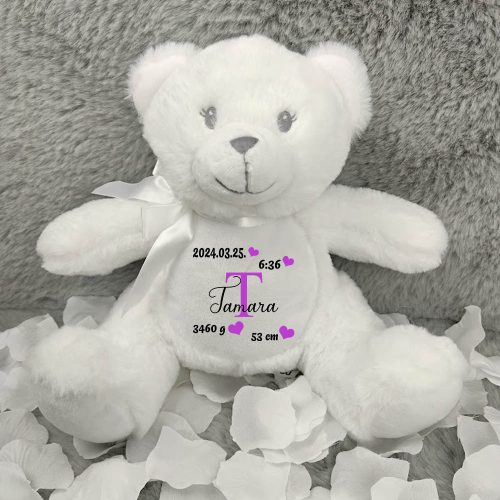 Baba_emlékőrző_ajándék_Fehér_plüss_maci_