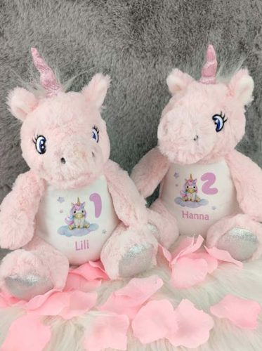 Plüss_unikornis_Egyedi_névvel,számmal_Különleges_Ajándék