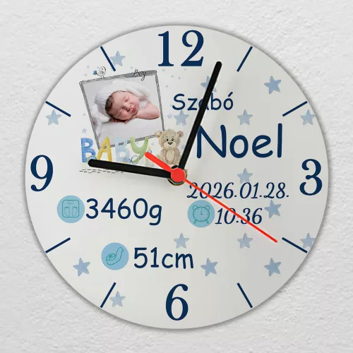 Egyedi_Babaváró_Falióra_Névvel_Adatokkal_és_Fotóval