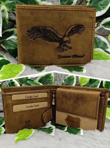 Ajándék_férfiaknak_Sas_mintás_bőr_pénztárca_