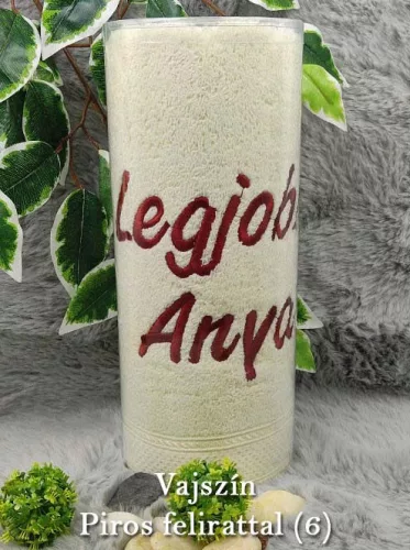 Anyák_napi_ajándék_Legjobb_anya_hímzett_törölköző_