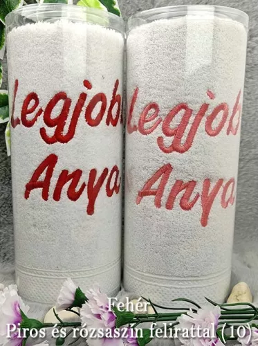 Anyák_napi_ajándék_Legjobb_anya_hímzett_törölköző_