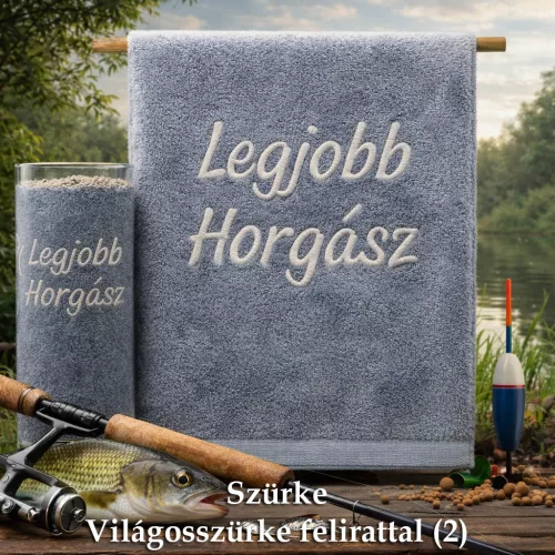 Legjobb horgász hímzett törölköző - Ajándék pecásoknak