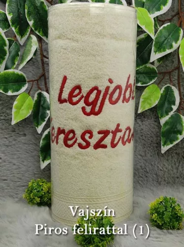 Legjobb_keresztanya_törölköző_Ajándék_keresztszülőnek_