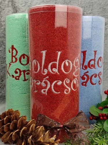 Hímzett_törölköző_karácsonyra_Karácsonyi_ajándék_