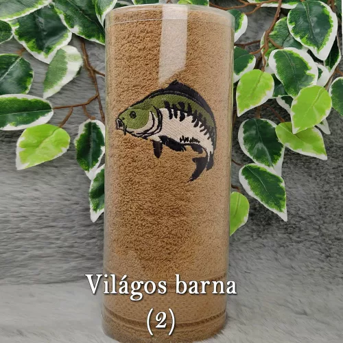 Meglepetés_horgásznak_Ponty_mintás_hímzett_törölköző