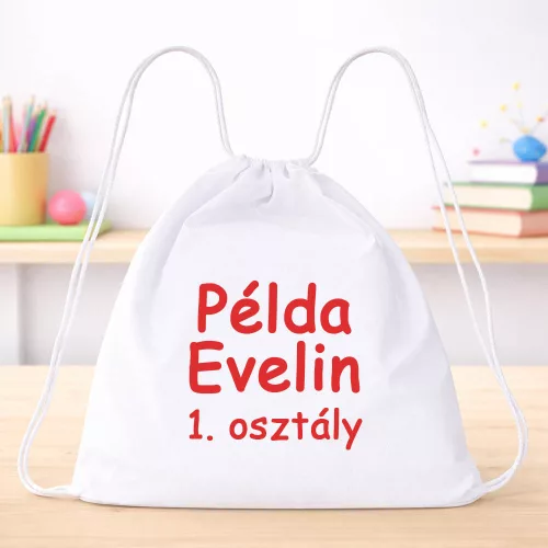 Egyedi Neves Tornazsák – Több színben, Osztályfelirattal