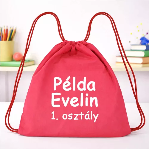 Egyedi Neves Tornazsák – Több színben, Osztályfelirattal