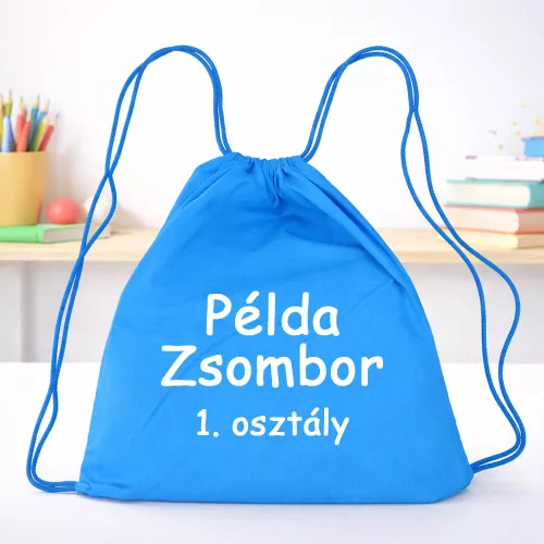 Egyedi Neves Tornazsák – Több színben, Osztályfelirattal